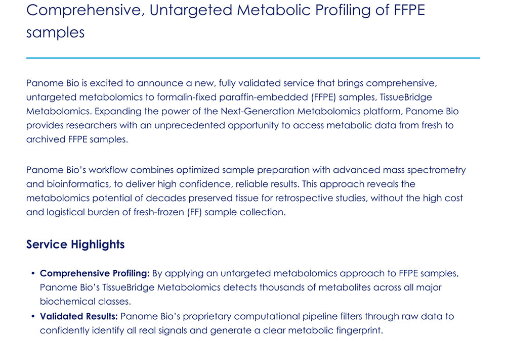 TissueBridge™ | Next-Generation Metabolomics for FFPE Samples