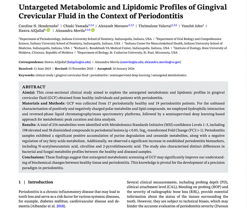 Untargeted Metabolomic & Lipidomic Profiles of Periodontitis Patients