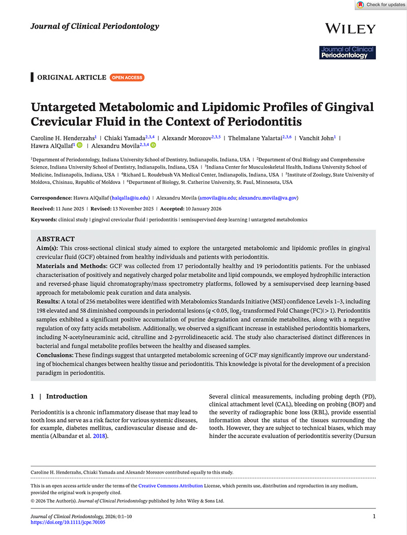 Untargeted Metabolomic & Lipidomic Profiles of Periodontitis Patients